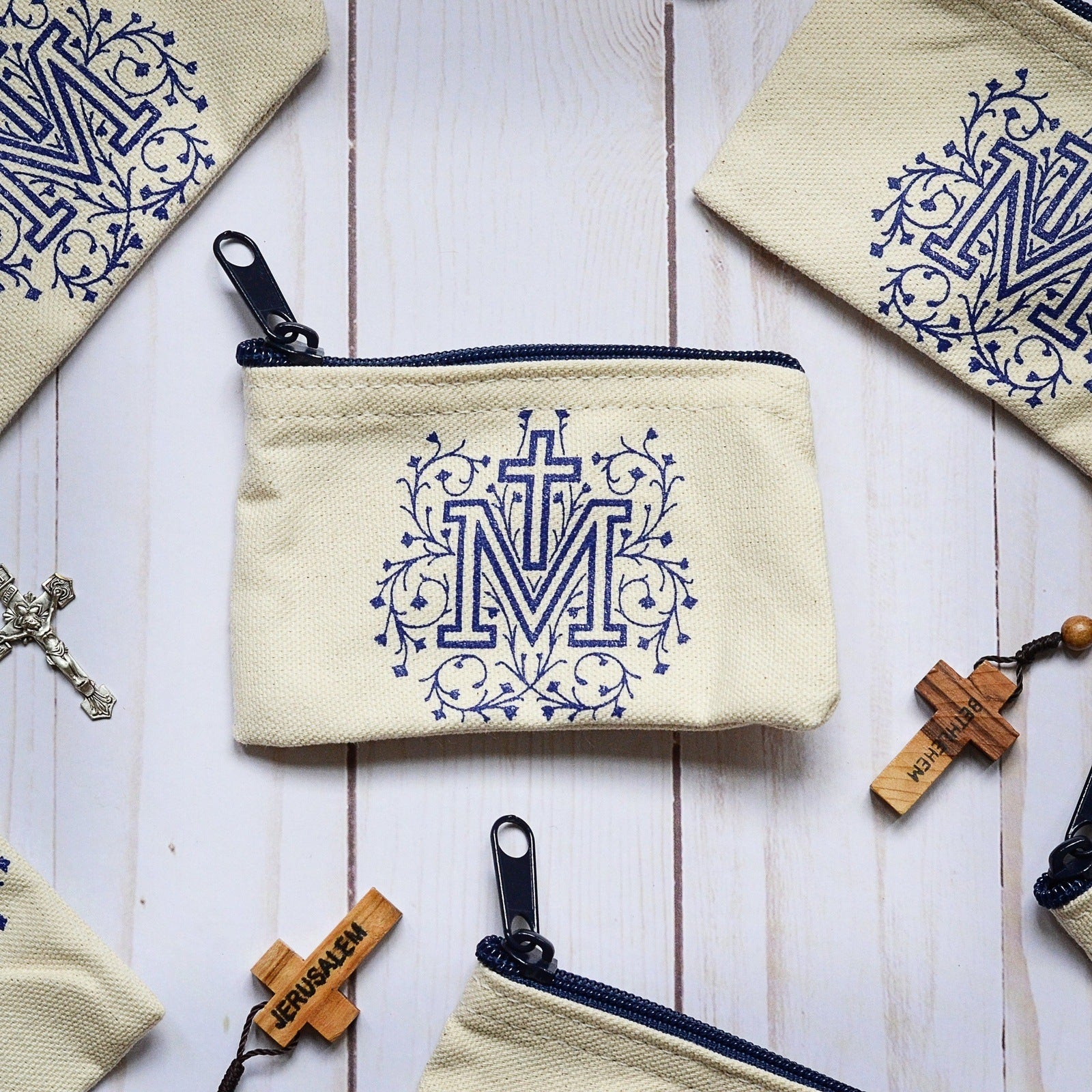 Marian Cross Rosary Pouch - Little Way Design Co.