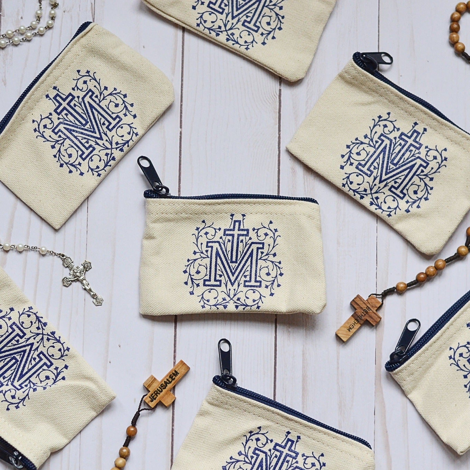 Marian Cross Rosary Pouch - Little Way Design Co.