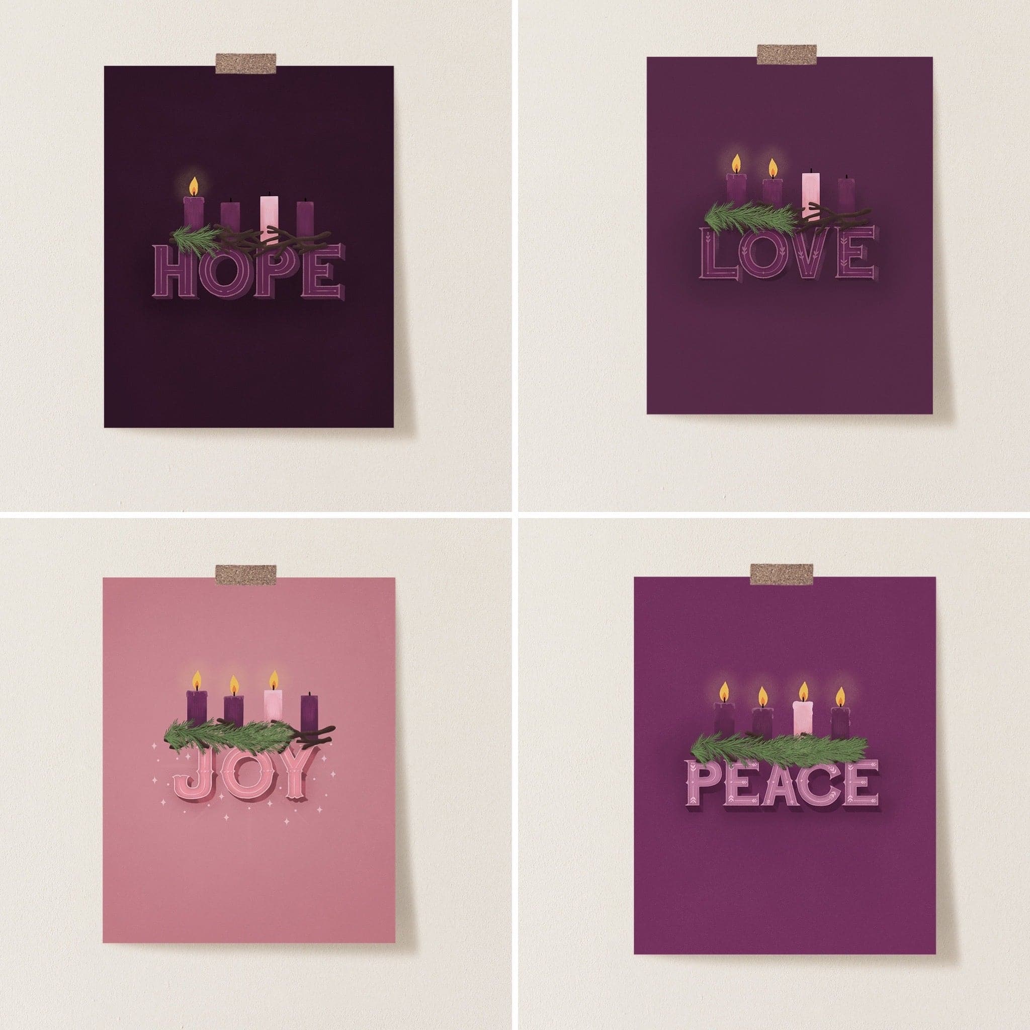 4-Pack Advent Catholic Prints - Little Way Design Co.