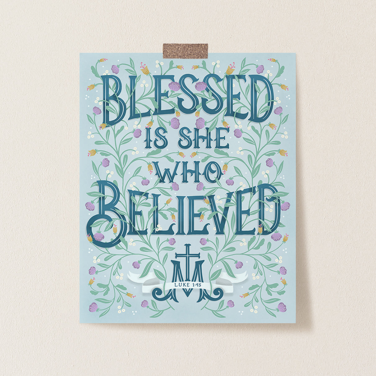 blessed is she catholic print 8x10
