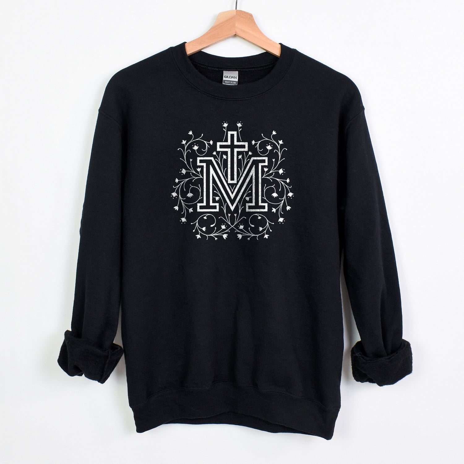 Marian Cross Catholic Sweatshirt Crewneck