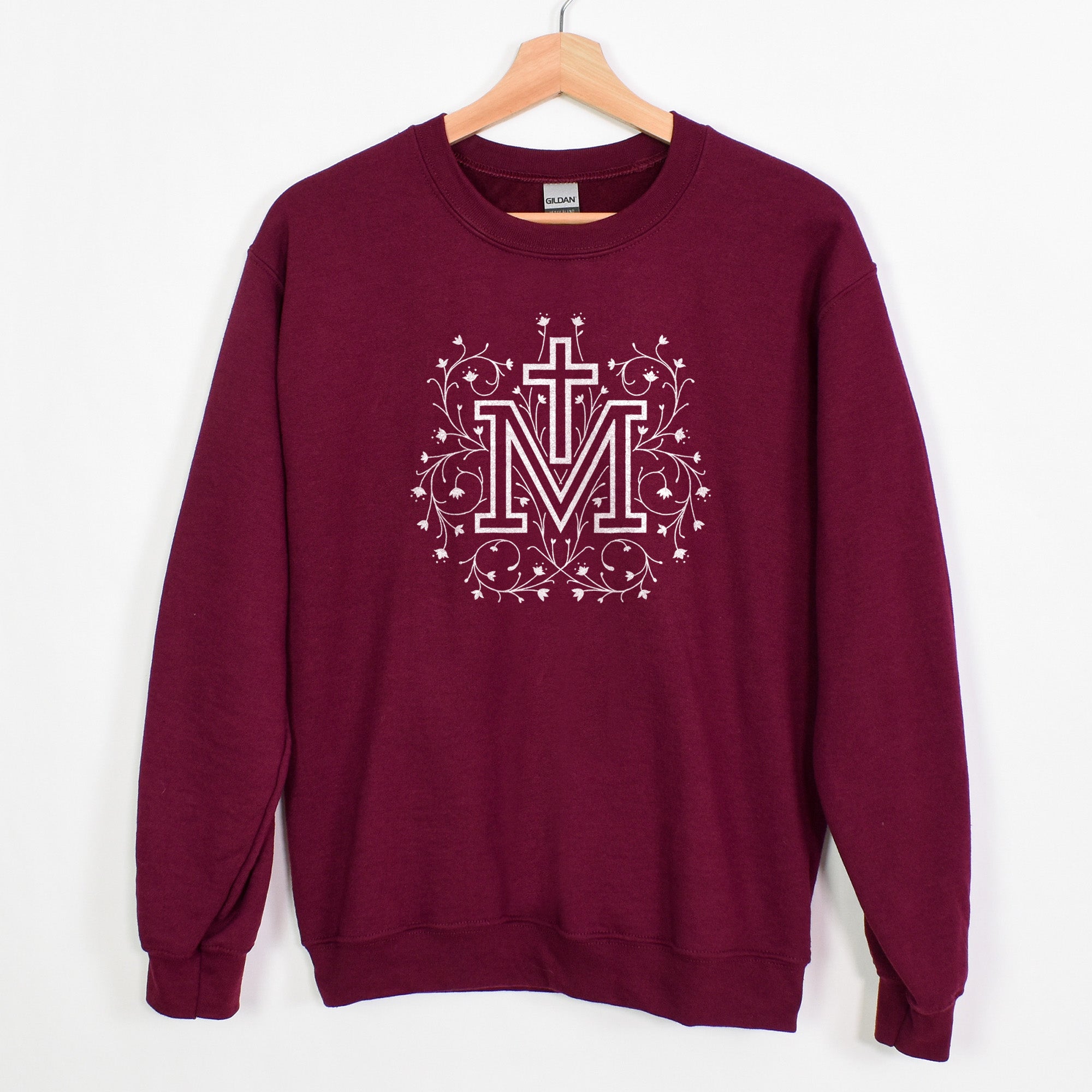 Marian Cross Catholic Sweatshirt Crewneck