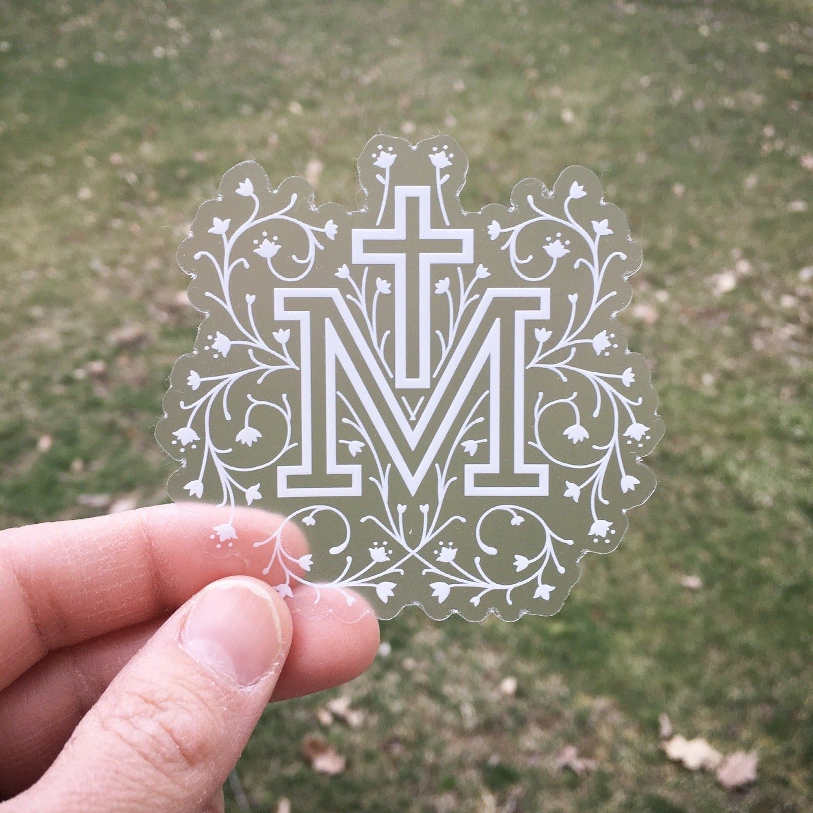 Clear Marian Cross Catholic Sticker - Little Way Design Co.