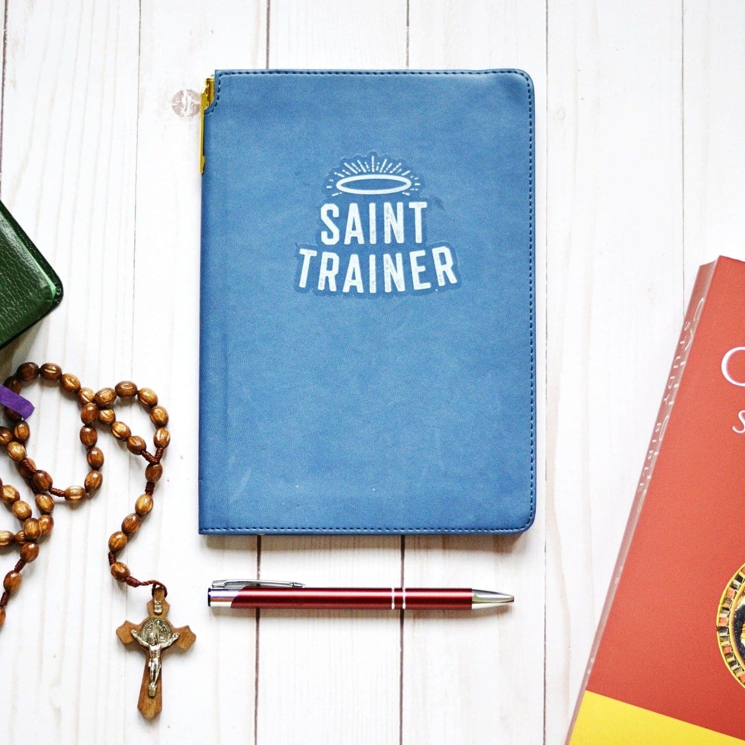 Clear Saint Trainer Catholic Sticker - Little Way Design Co.