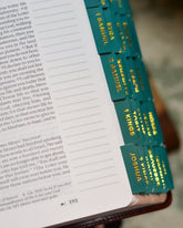 Emerald and Gold Catholic Bible Tabs - Little Way Design Co.