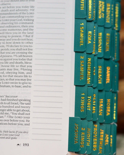 Emerald and Gold Catholic Bible Tabs - Little Way Design Co.