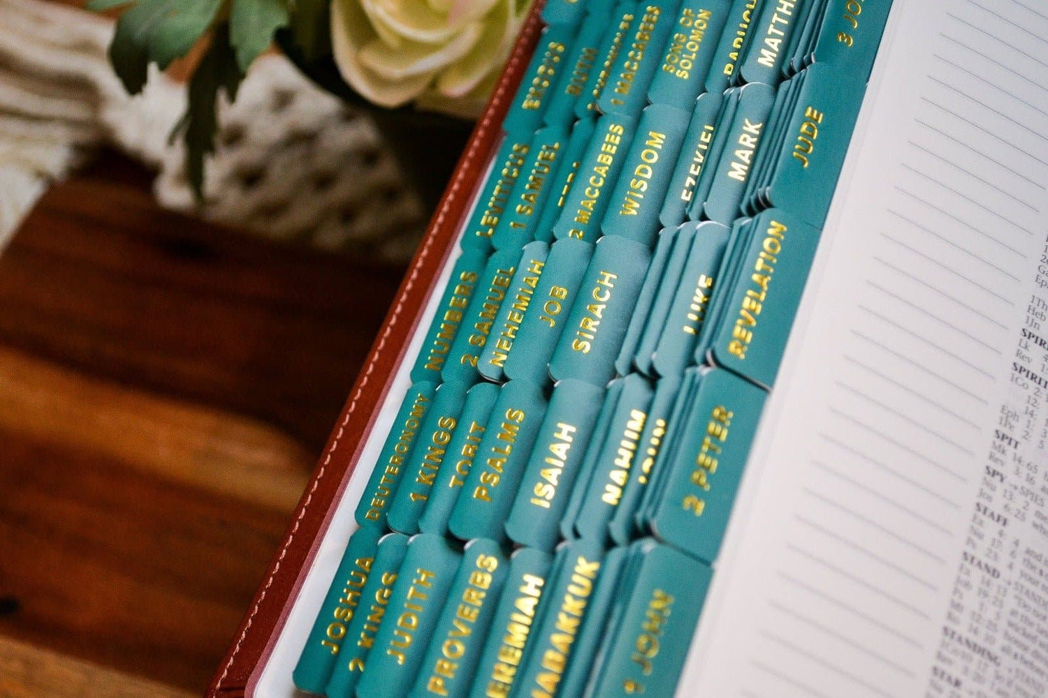 Emerald and Gold Catholic Bible Tabs - Little Way Design Co.