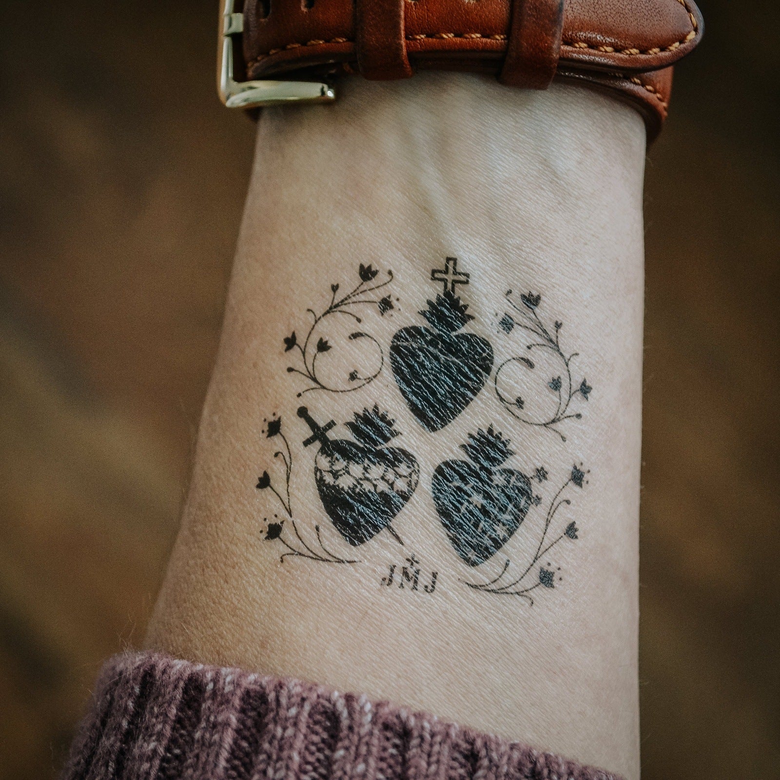 Holy Family Hearts Catholic Temporary Tattoo - Little Way Design Co.