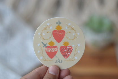 Holy Family Hearts Sticker - Little Way Design Co.