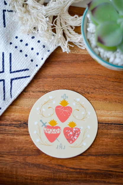 Holy Family Hearts Sticker - Little Way Design Co.