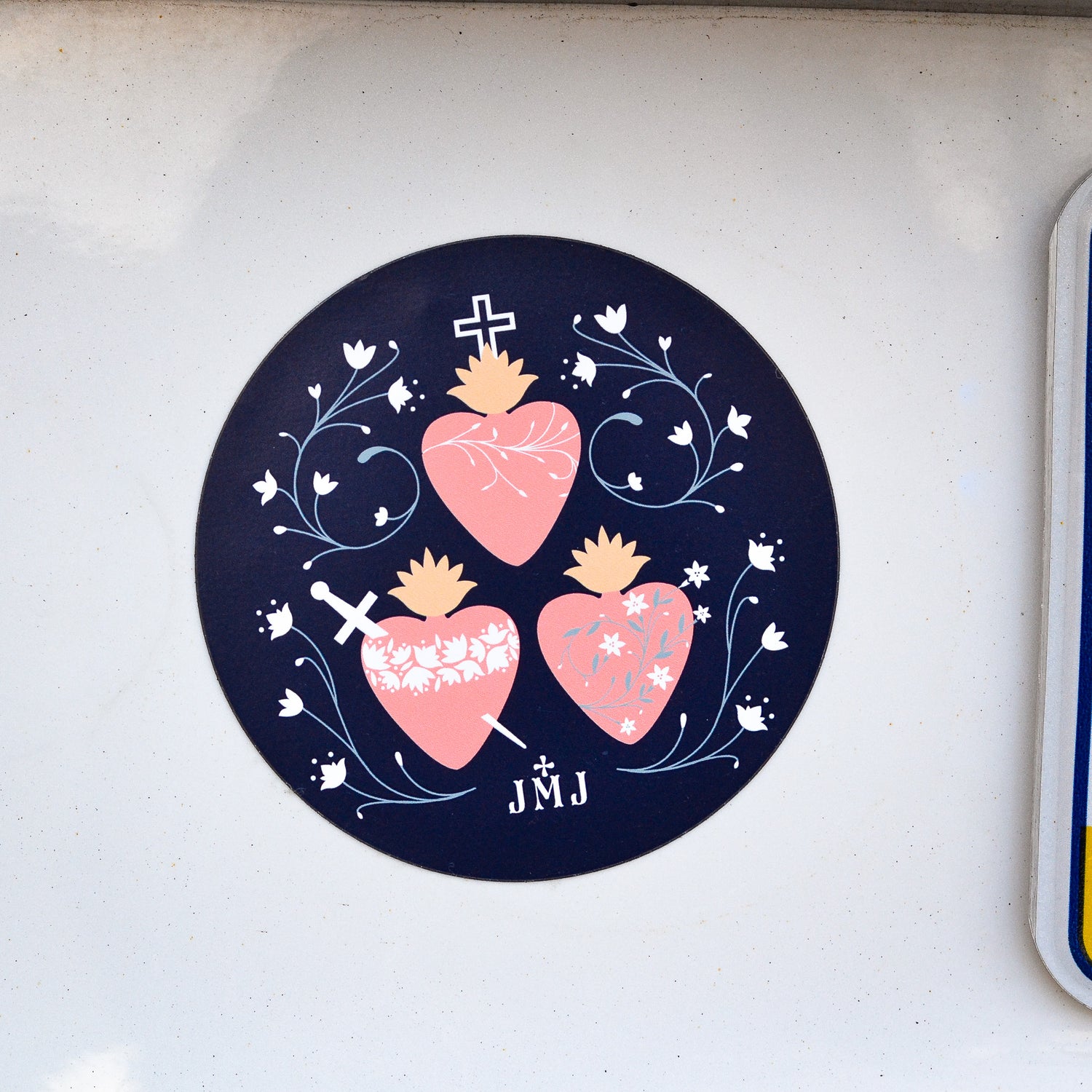 holy family hearts jmj magnet on van