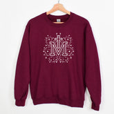 Marian Cross Catholic Sweatshirt Crewneck - Little Way Design Co.