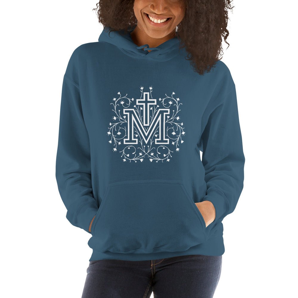 Marian Cross Hoodie Sweatshirt - Little Way Design Co.