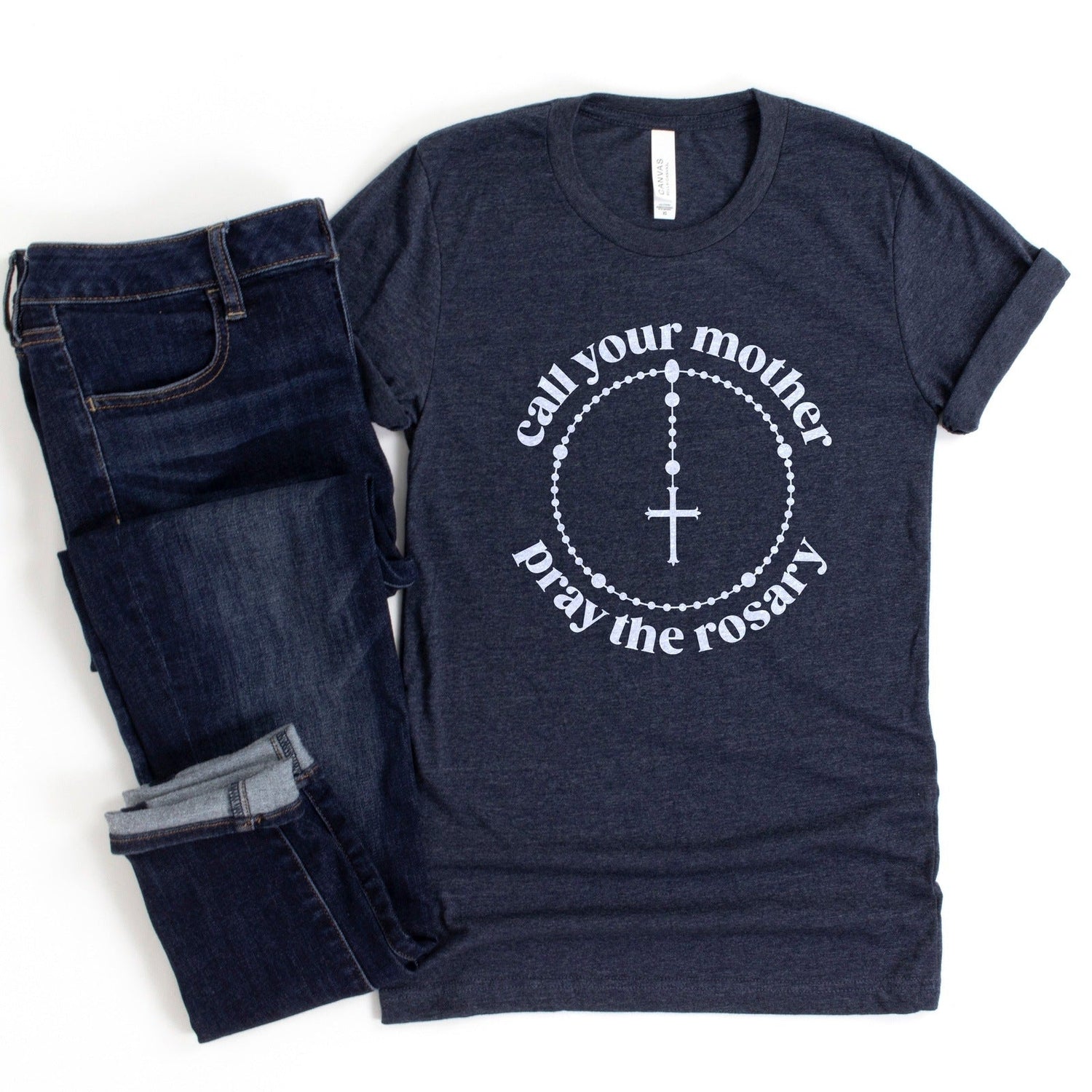 Pray the Rosary Catholic T-shirt - Little Way Design Co.