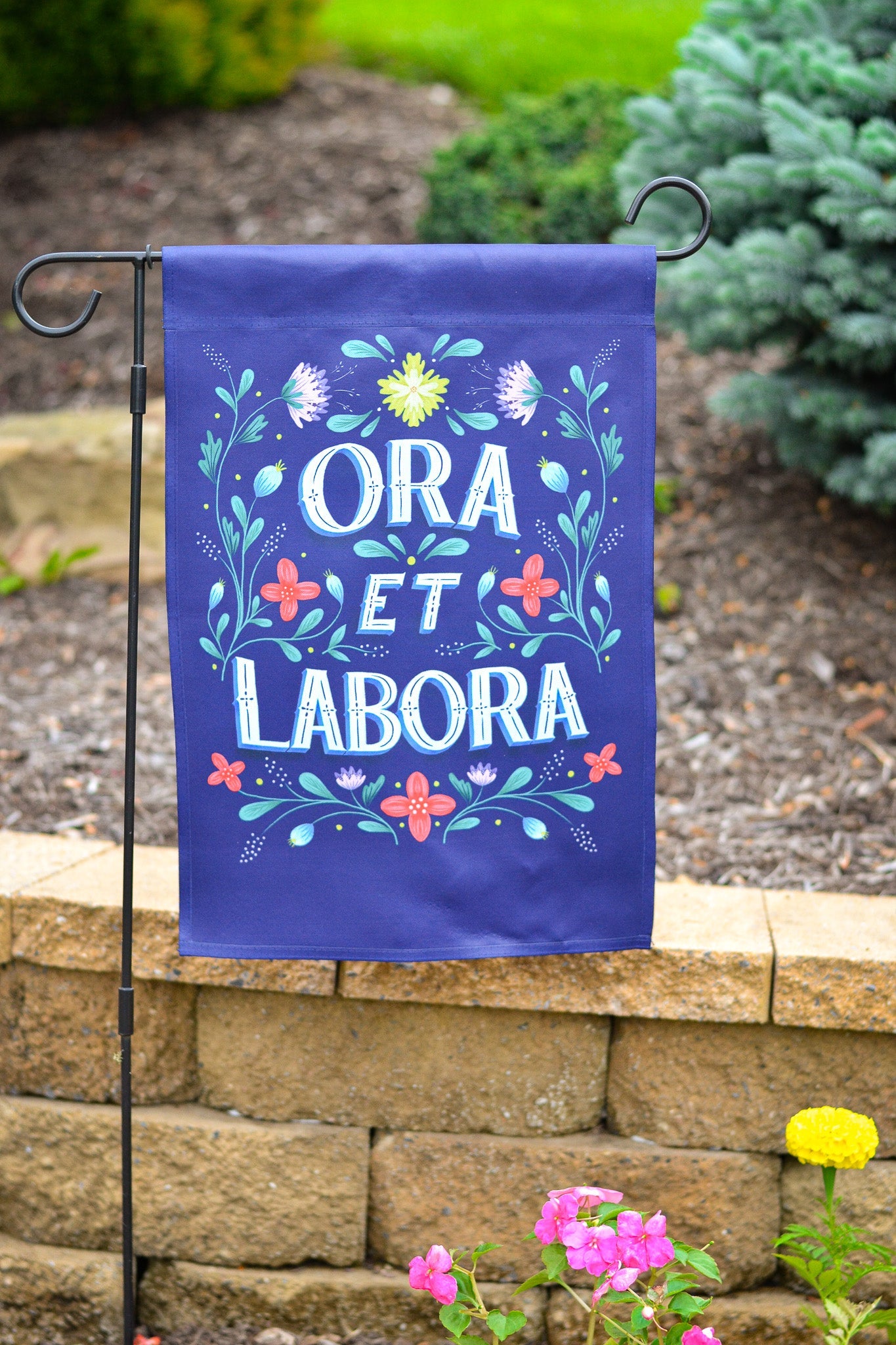 St. Benedict Ora et Labora Garden Flag - Little Way Design Co.