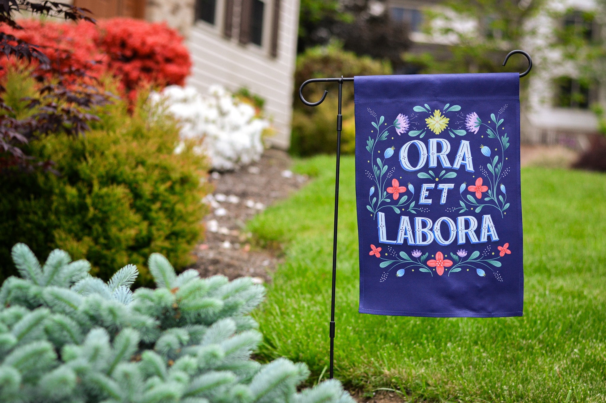 St. Benedict Ora et Labora Garden Flag - Little Way Design Co.