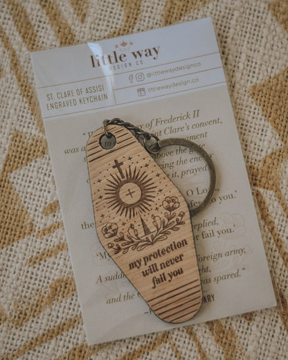 St. Clare of Assisi Catholic Keychain - Little Way Design Co.