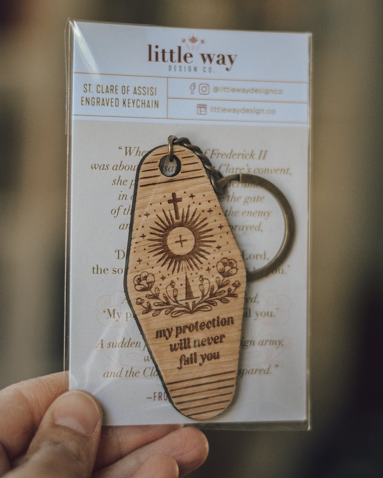St. Clare of Assisi Catholic Keychain - Little Way Design Co.