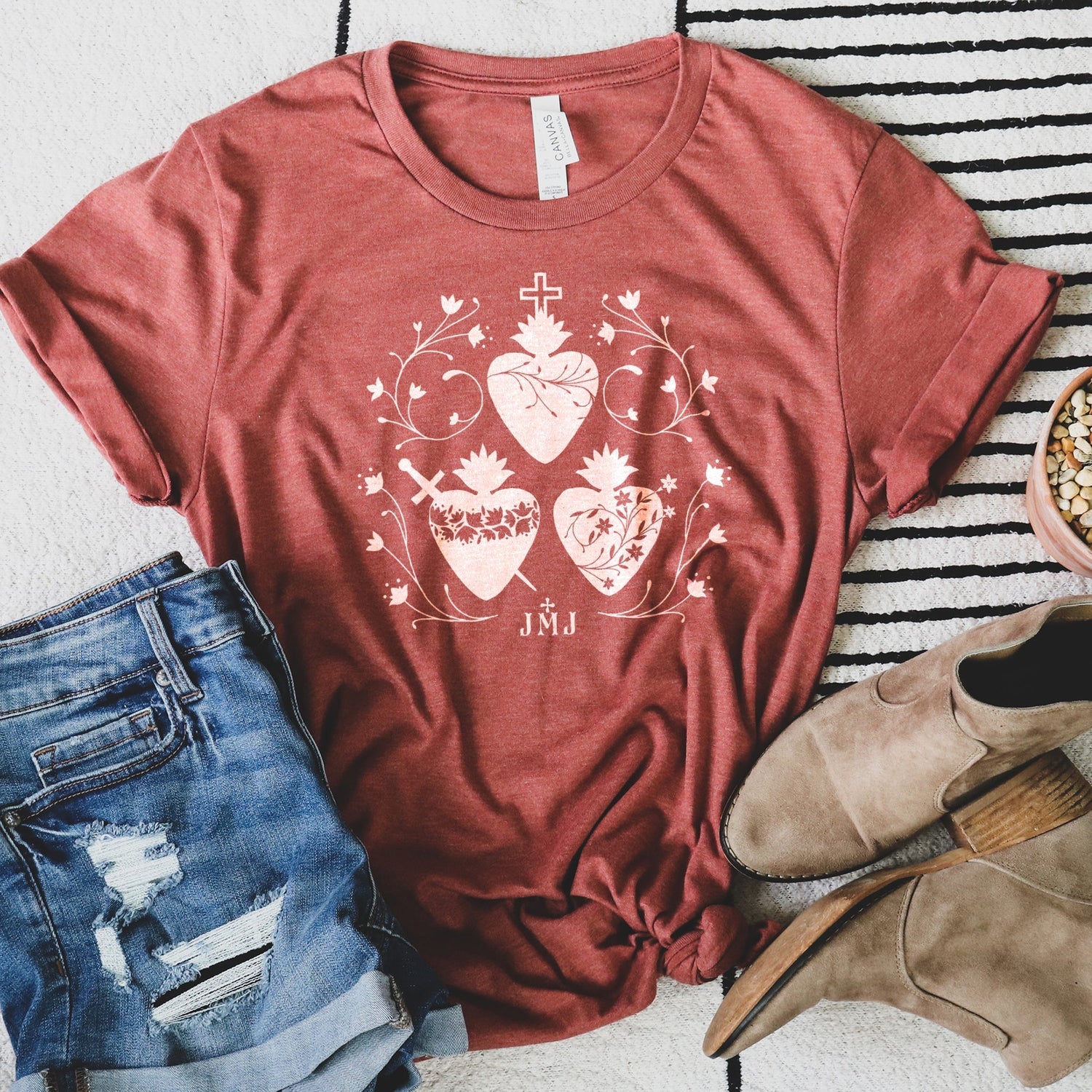 Three Hearts Clay Tee - Little Way Design Co.