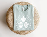 Three Hearts Dusty Blue Tee - Little Way Design Co.