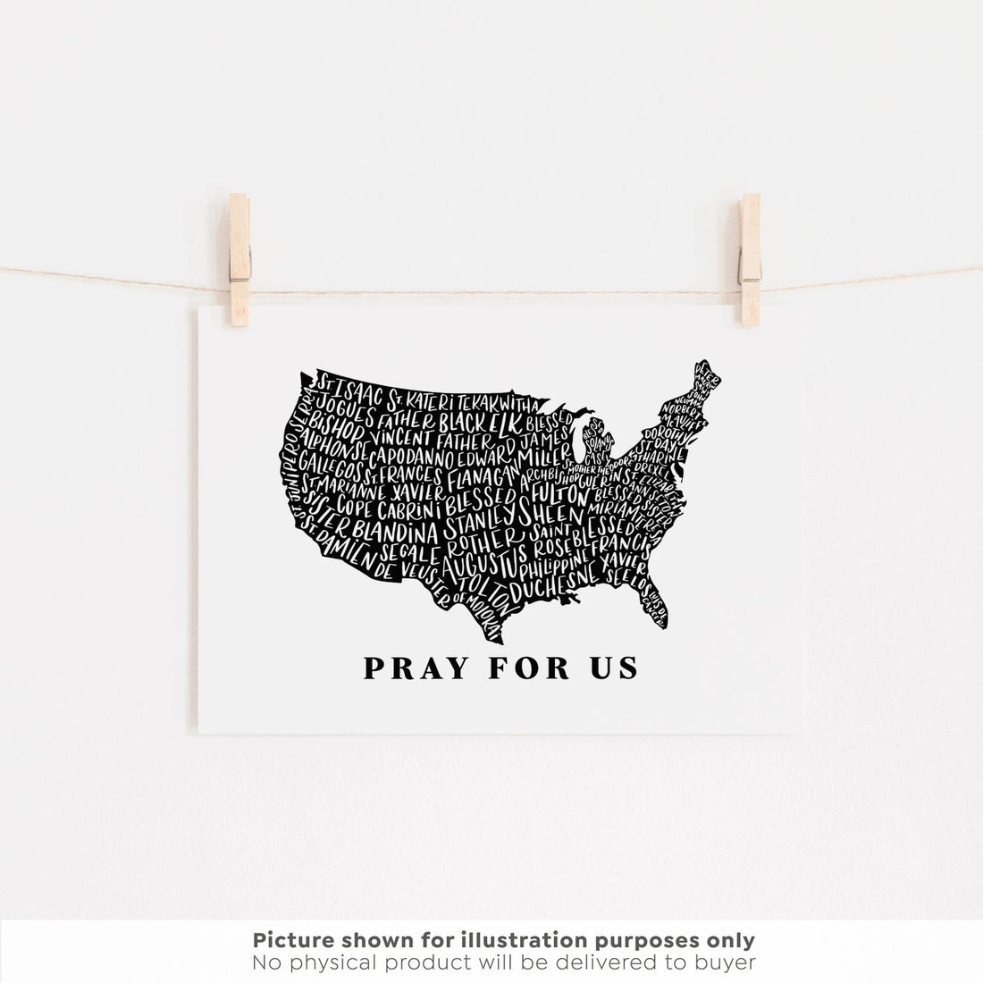US Map Holy Men and Women Printable - Little Way Design Co.
