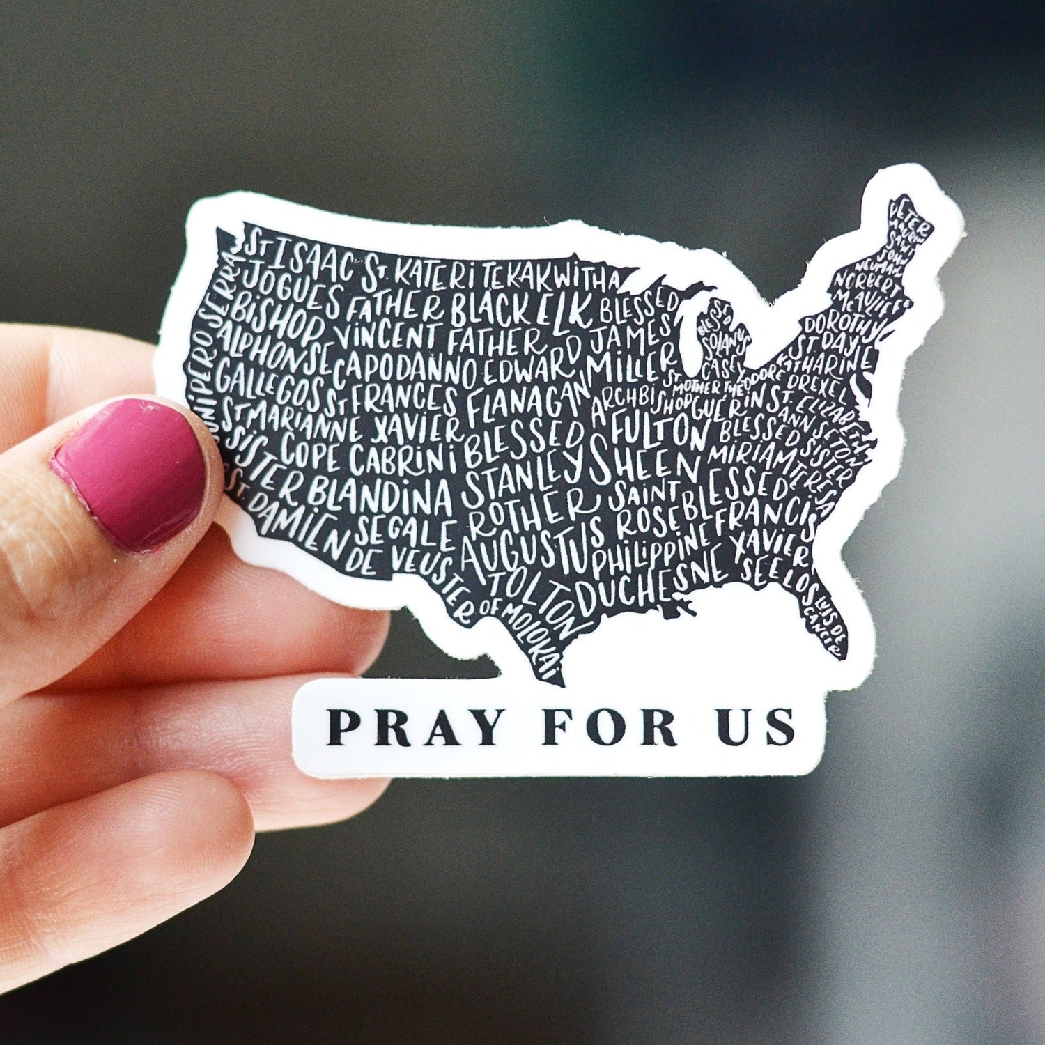 US Map Holy Men and Women Sticker - Little Way Design Co.